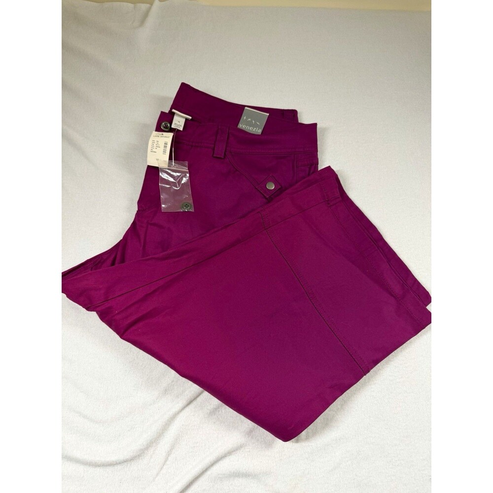 Venezia Womens Capri Pants Plus Size 18 Purple Stretch Straight Leg NEW 489